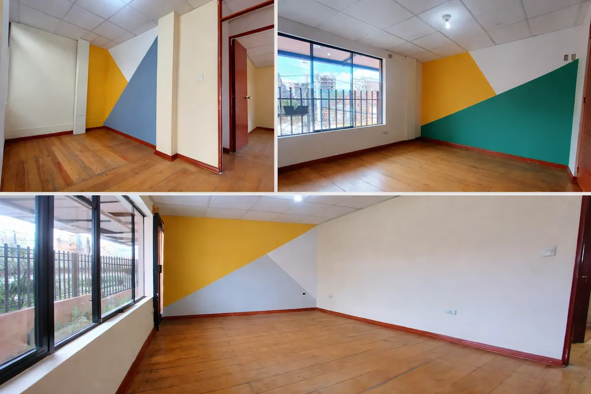 Oficina privada iluminada con ventanas